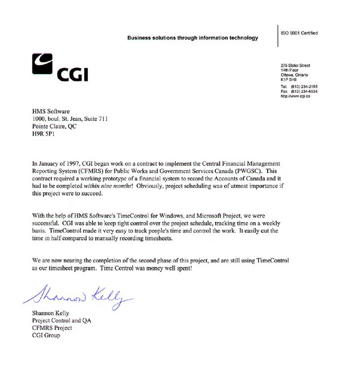 CGI Inc Testimonial